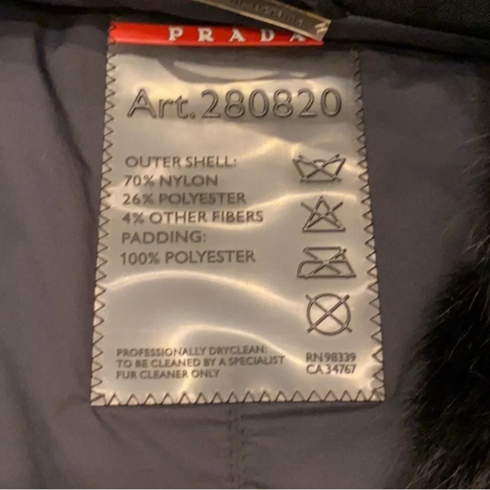 Prada Black Nylon Coat with Fur Detail - Picture 4 of 5